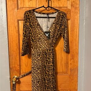 Leopard Print Wrap Dress